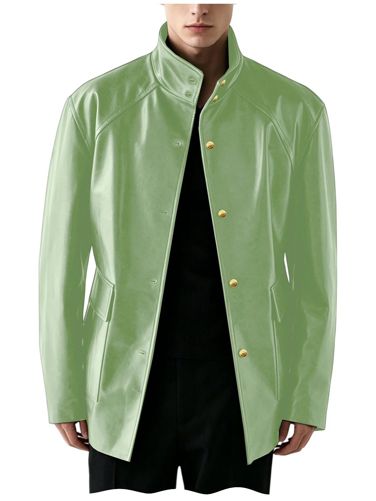 Veste Simili Cuir Homme Col Montant – CLEVI Paris