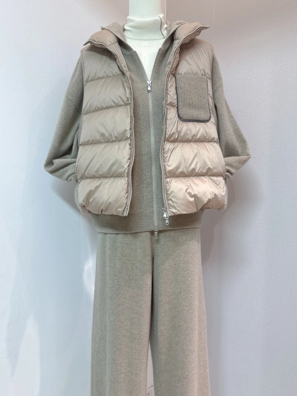 Gilet femme PXBX en cachemire mélangé et duvet – CLEVI Paris