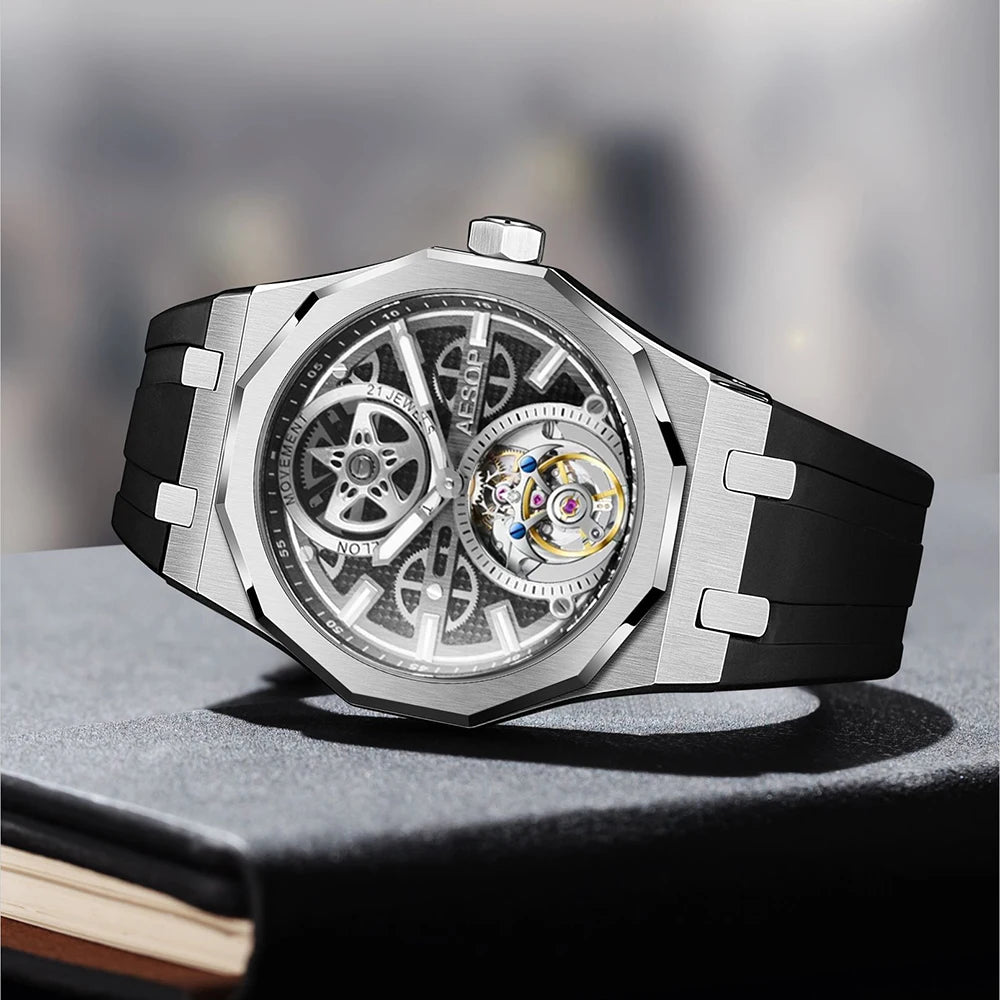 Montre Homme Tourbillon Automatique Squelette Aesop 7092 – CLEVI Paris