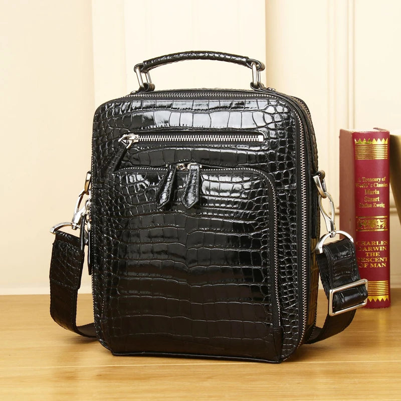 Serviette Cuir Véritable Motif Alligator Homme – CLEVI Paris