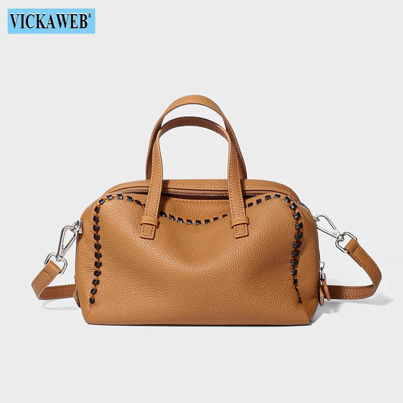 Sac Seau Cuir Véritable 100% Femme 23x10x14cm Bandoulière 118cm – CLEVI Paris
