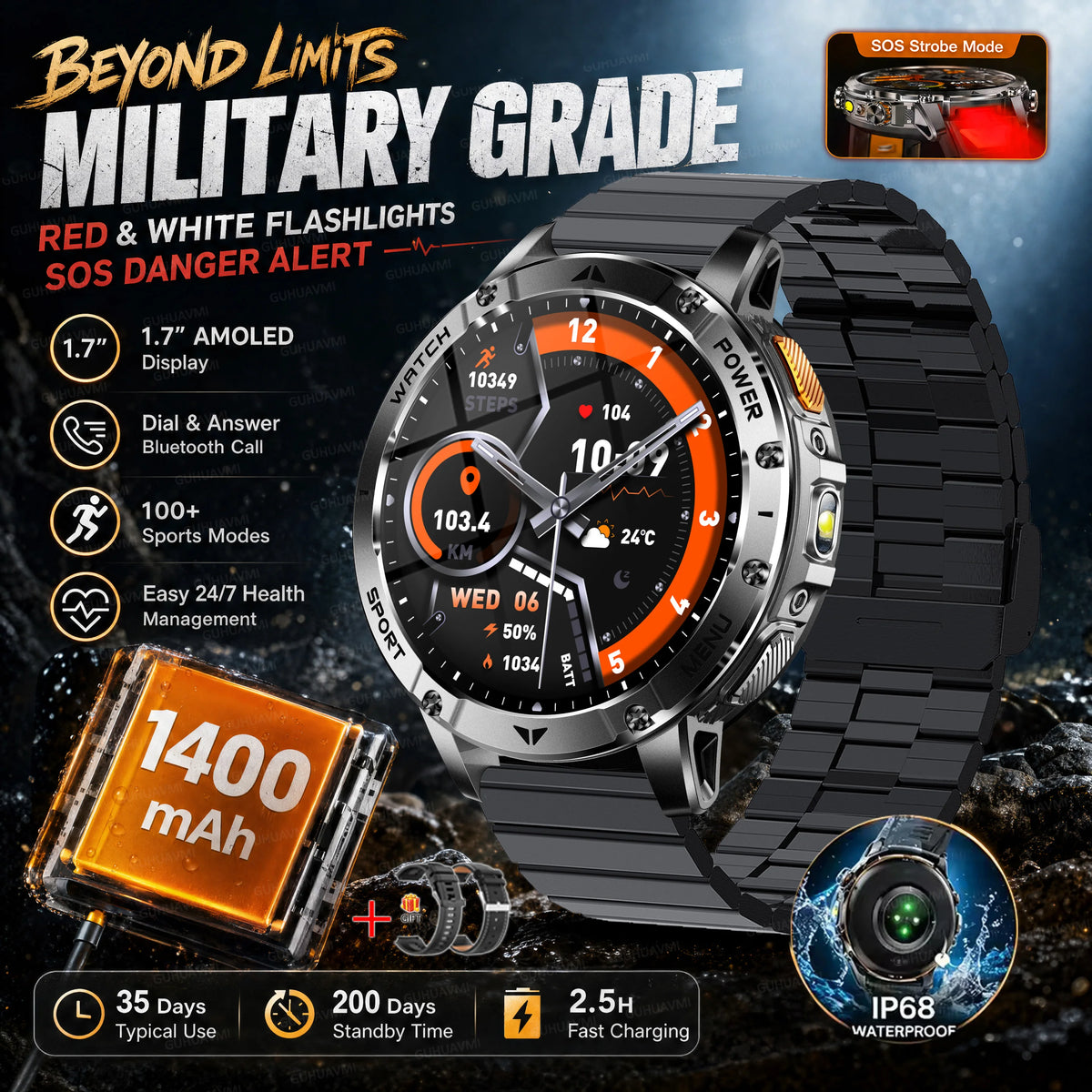 Montre AK112 AMOLED 1,7″ 1400 mAh – CLEVI Paris