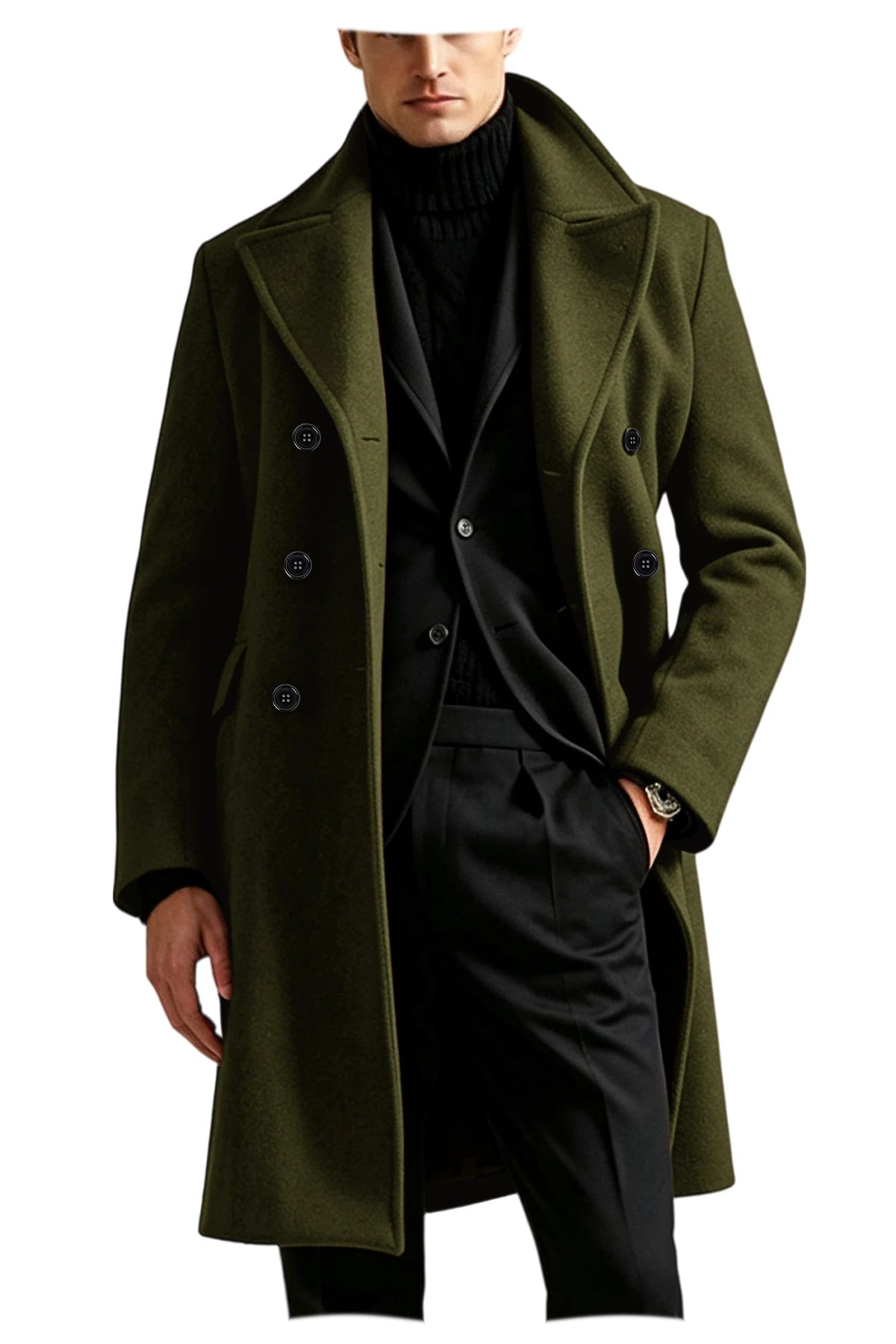 Manteau long homme laine mélangée croisé – CLEVI Paris
