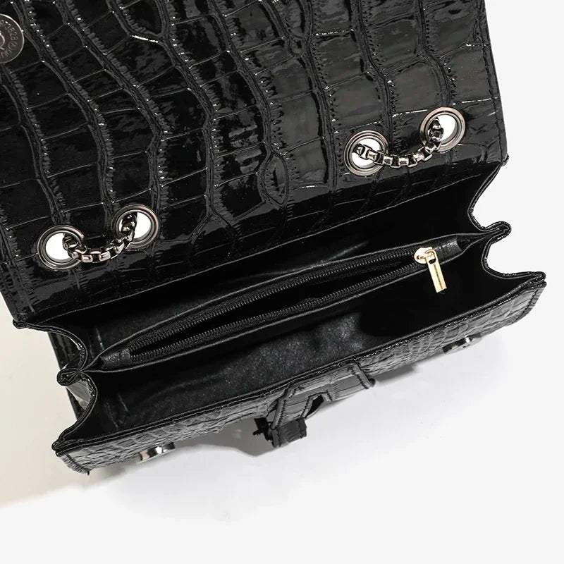 Sac à Rabat Femme PU Cuir Chaînes Sequins Imprimé Animal – CLEVI Paris