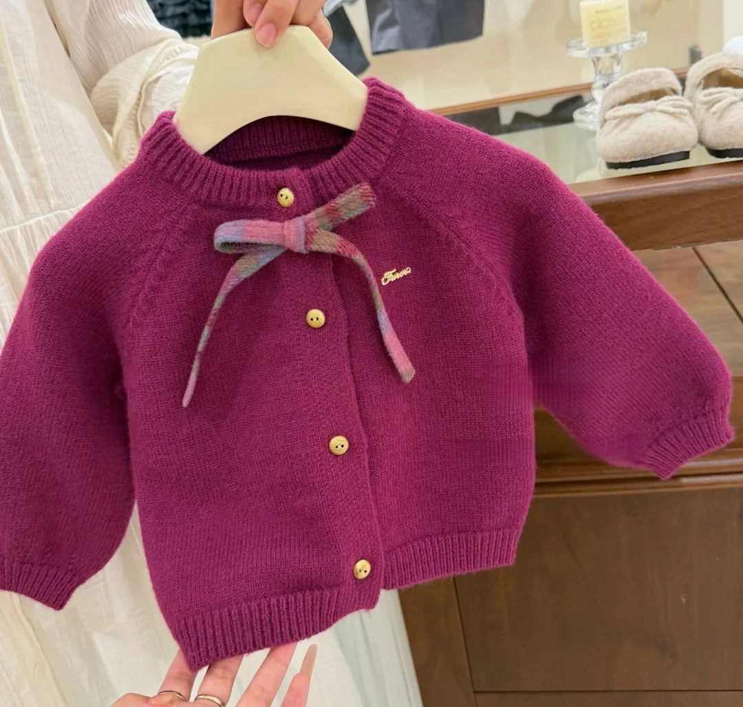 Cardigan et jupe à carreaux fille – CLEVI Paris