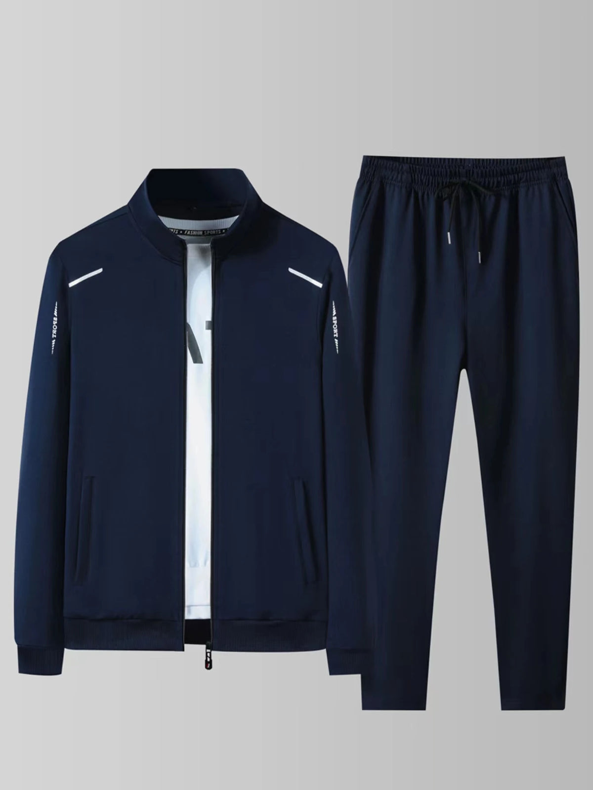 Ensemble Sportswear Homme Printemps Automne – Veste Col Montant Zippée + Pantalon Élastique Imprimé – 3 Coloris, XS à XXL – CLEVI Paris