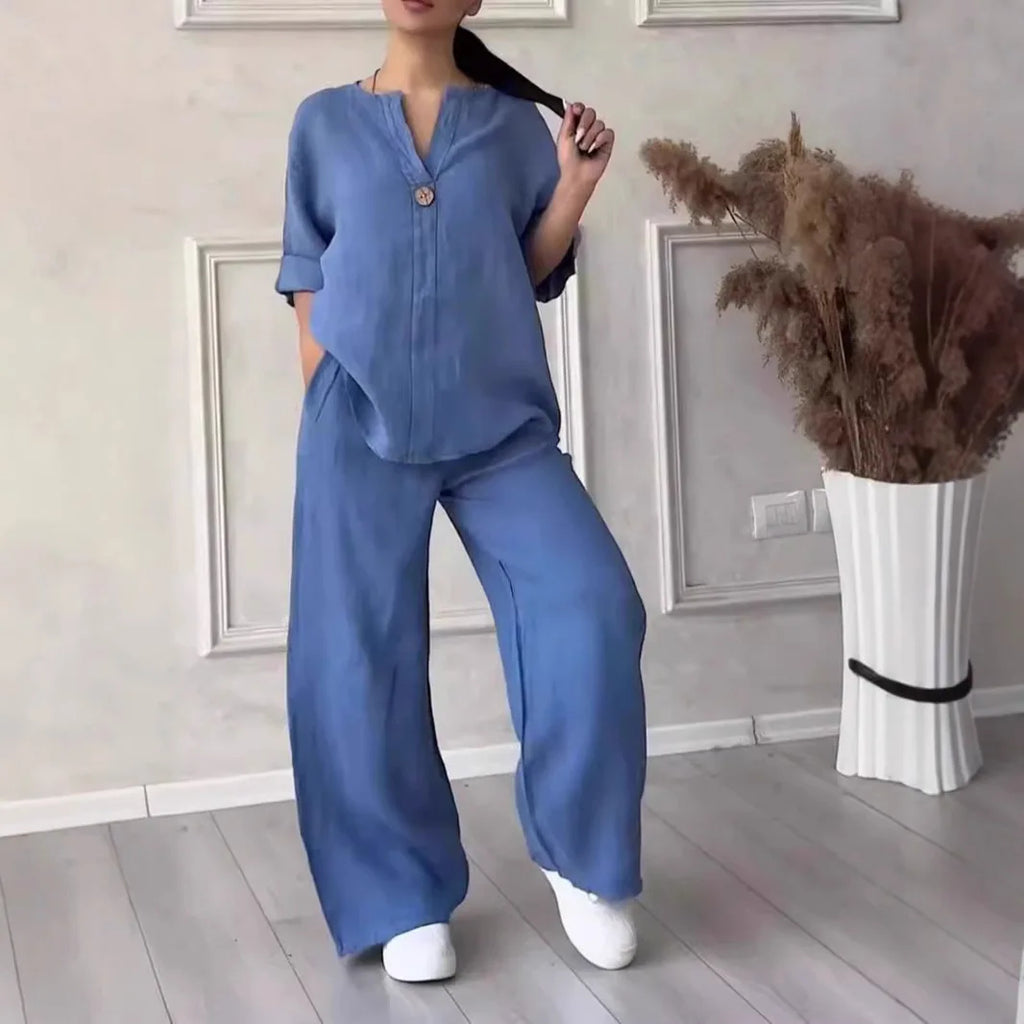 Ensemble femme ample haut et pantalon large – CLEVI Paris