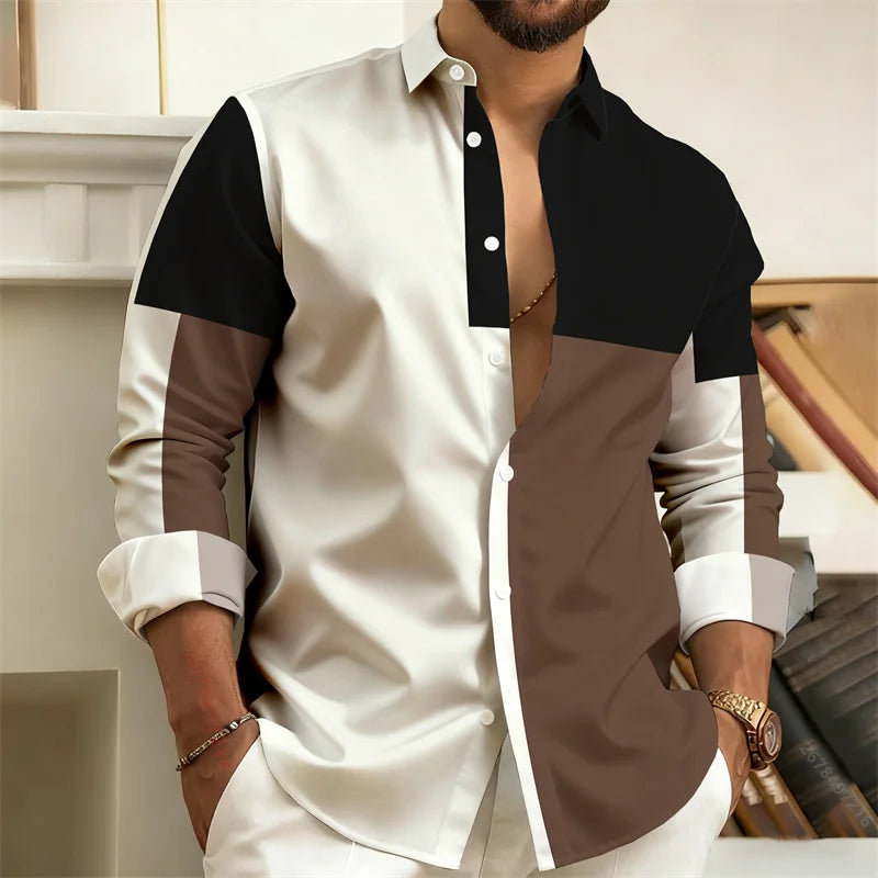 Chemise Homme Patchwork Géométrique – CLEVI Paris
