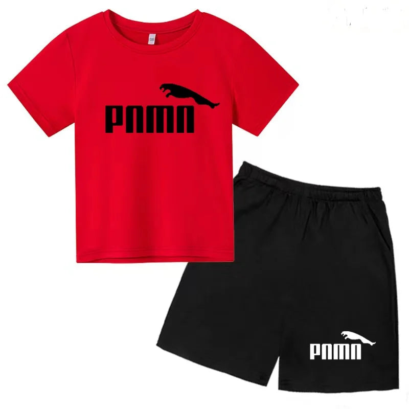Ensemble enfant T-shirt à lettres et short uni – CLEVI Paris