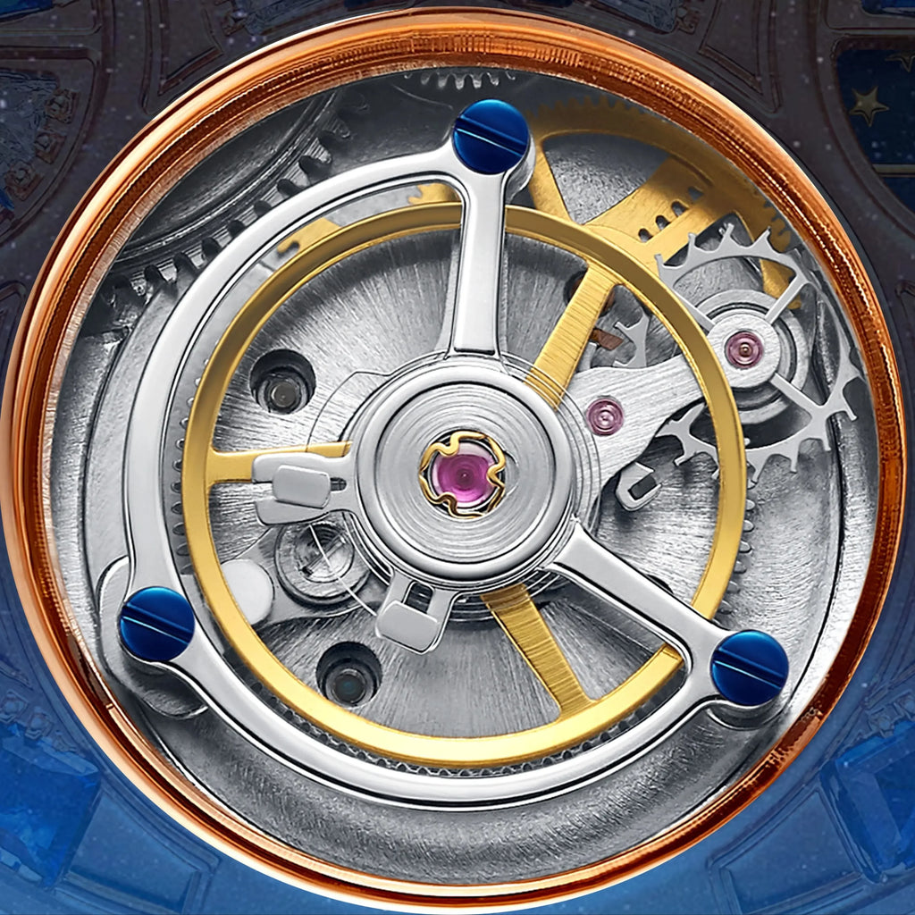 Montre Tourbillon Phase de Lune Cristaux Saphir Homme – CLEVI Paris