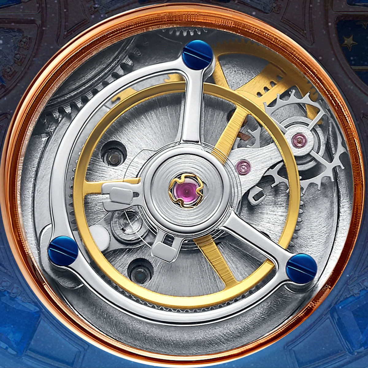 Montre Tourbillon Phase de Lune Cristaux Saphir Homme – CLEVI Paris