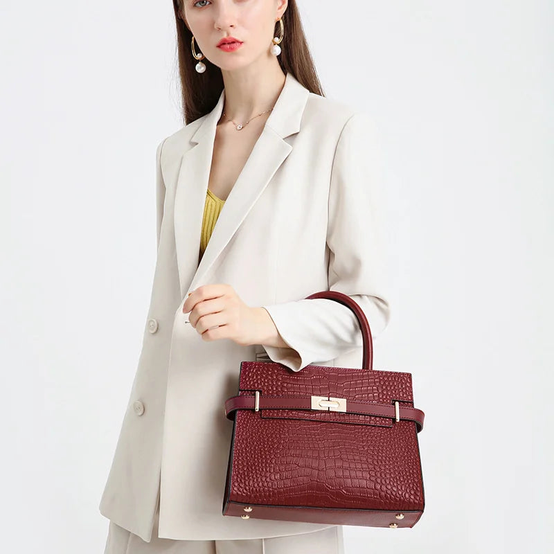 Sac à Main Femme Cuir Véritable Motif Crocodile Luxe Épaule & Bandoulière 3 Coloris – CLEVI Paris