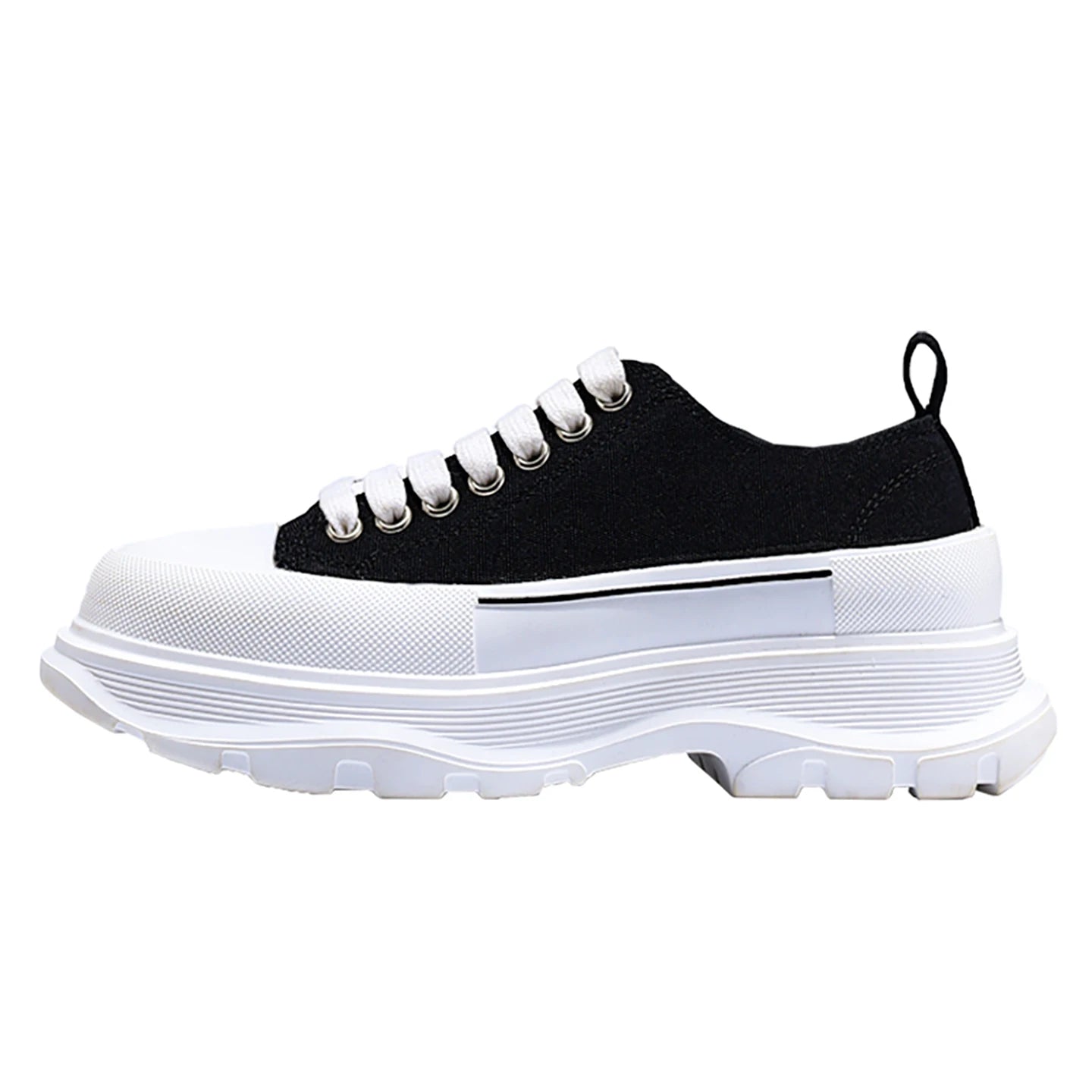 Sneakers Unisexe Canvas Semelle Épaisse Rehaussante Noir & Blanc – CLEVI Paris
