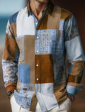 Chemise homme en lin à motif géométrique – CLEVI Paris