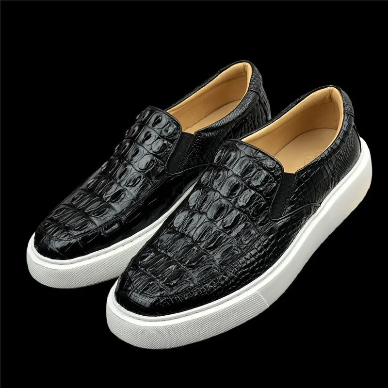 Mocassins homme noirs en peau de crocodile – CLEVI Paris