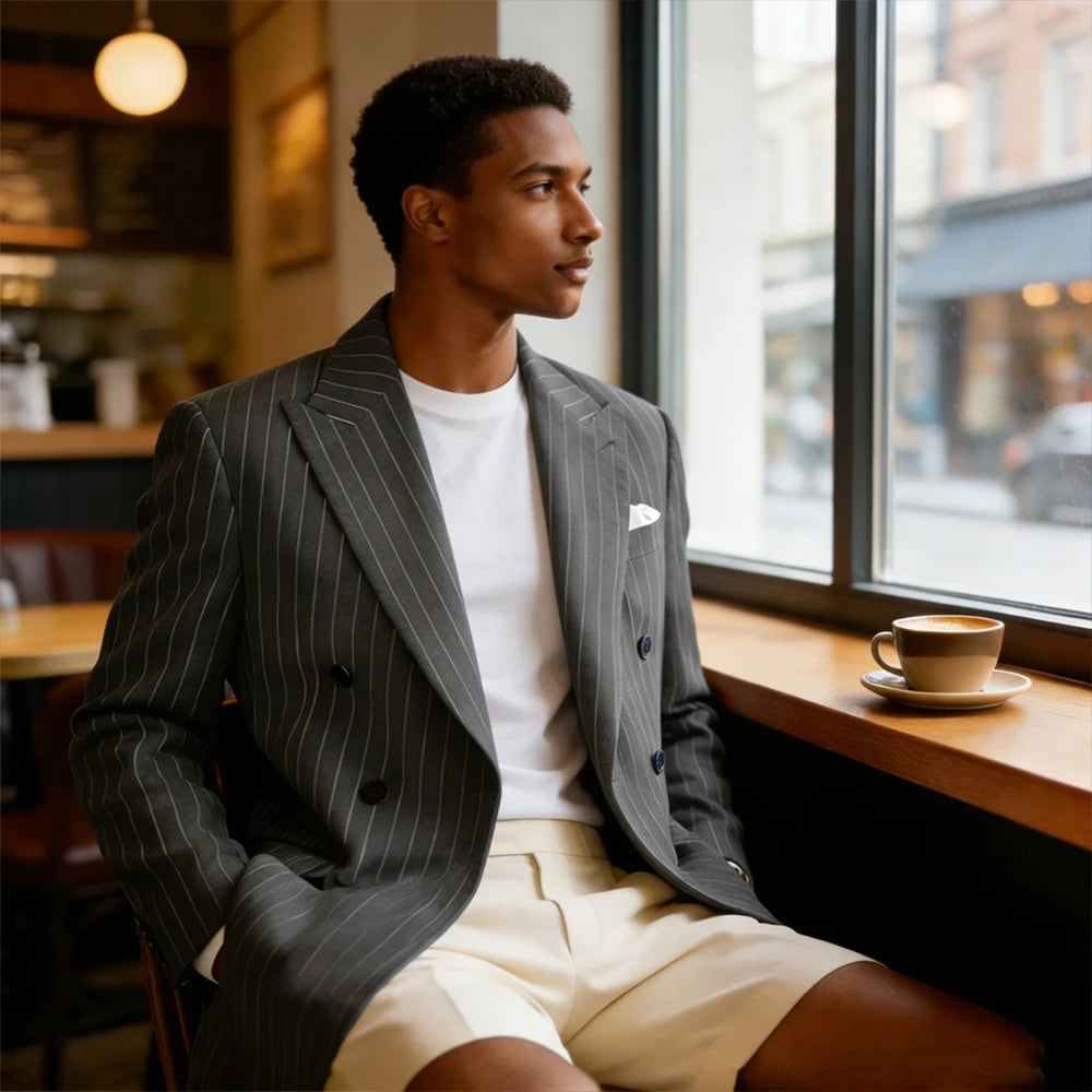 Blazer homme rayé à double boutonnage – CLEVI Paris