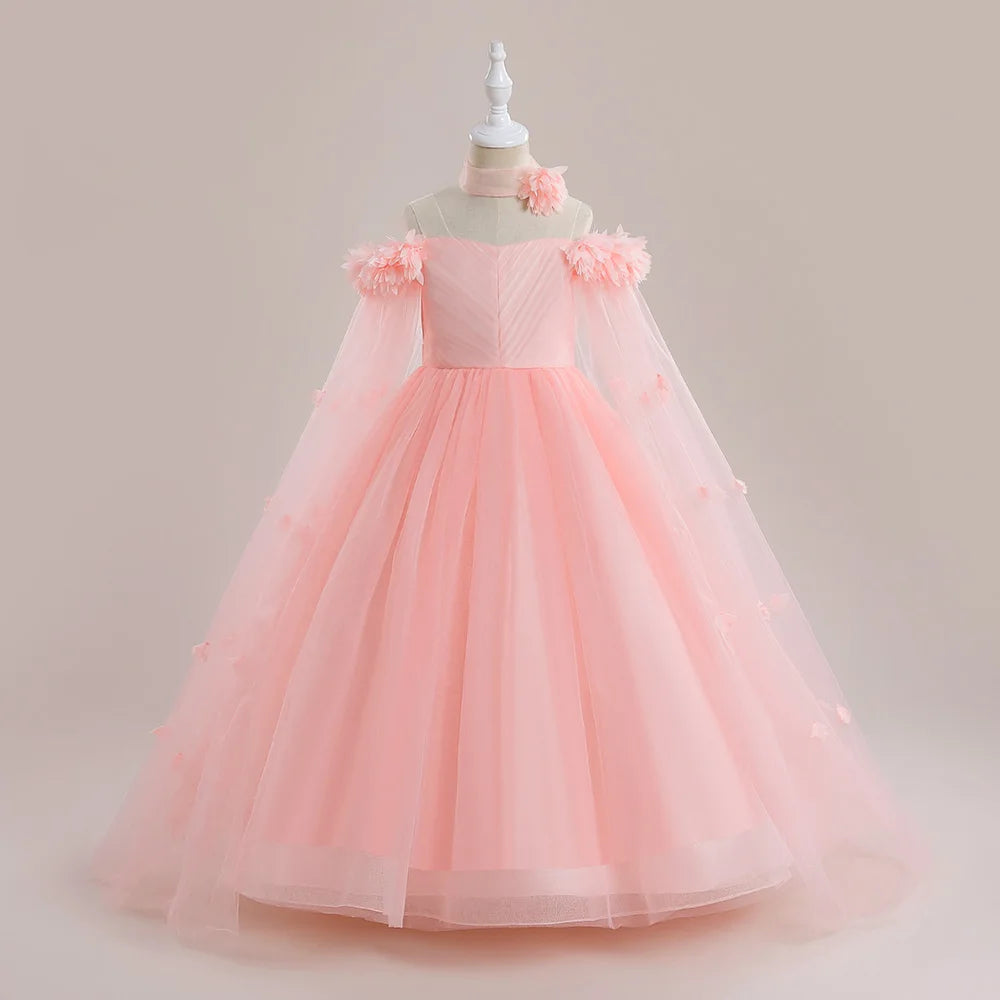 Robe cérémonie fille en dentelle à appliques – CLEVI Paris