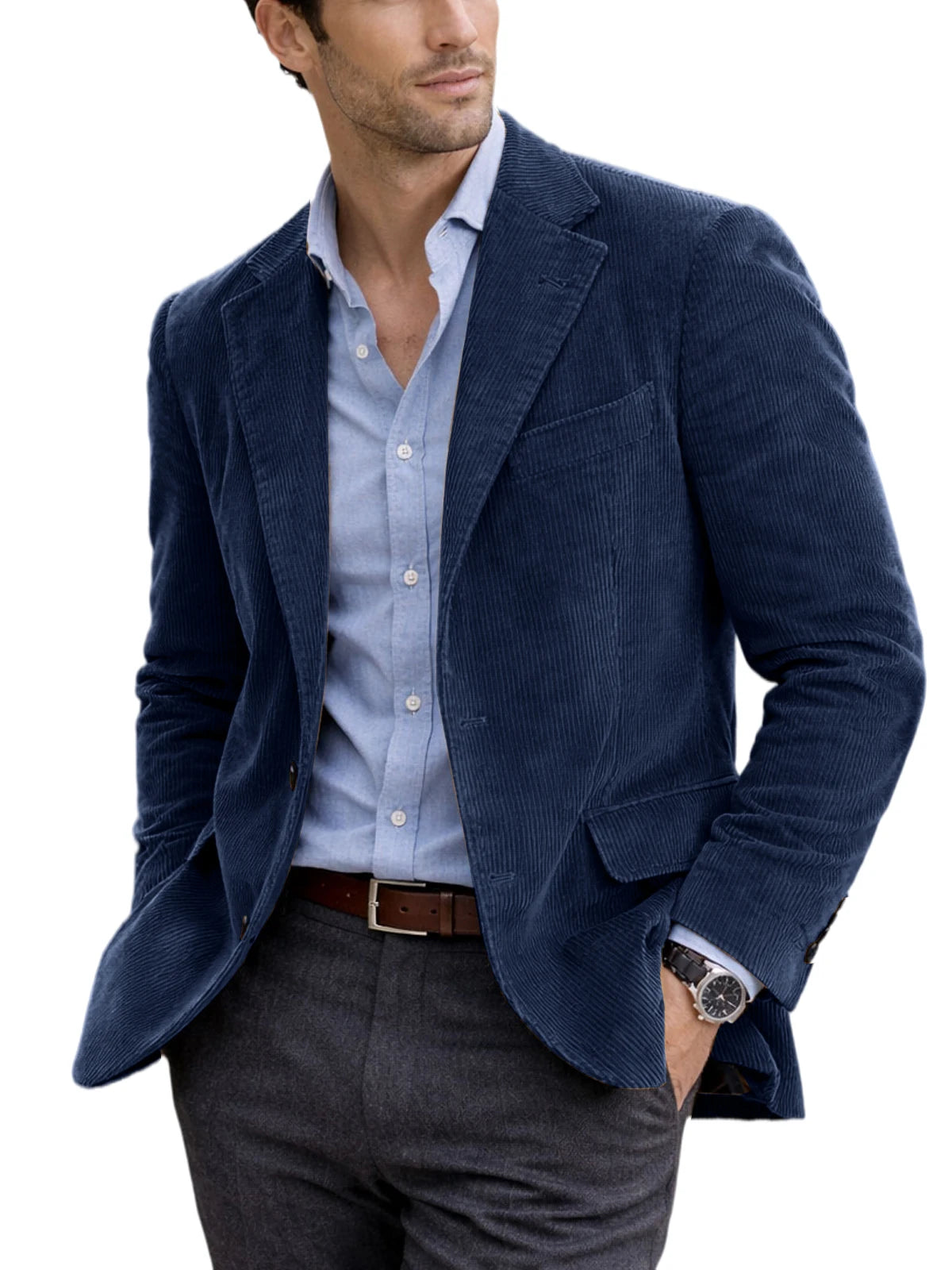 Blazer homme en velours côtelé à 2 boutons – CLEVI Paris