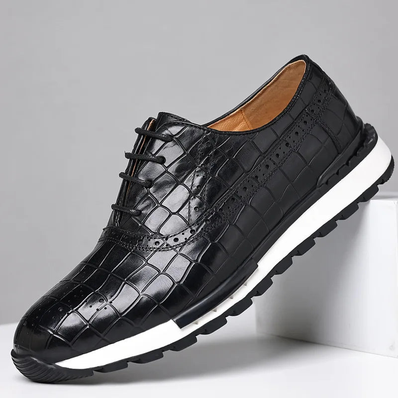 Sneaker Oxford Brogue Homme Cuir Vachette Motif Pierre | Doublure Cuir 7 Coloris