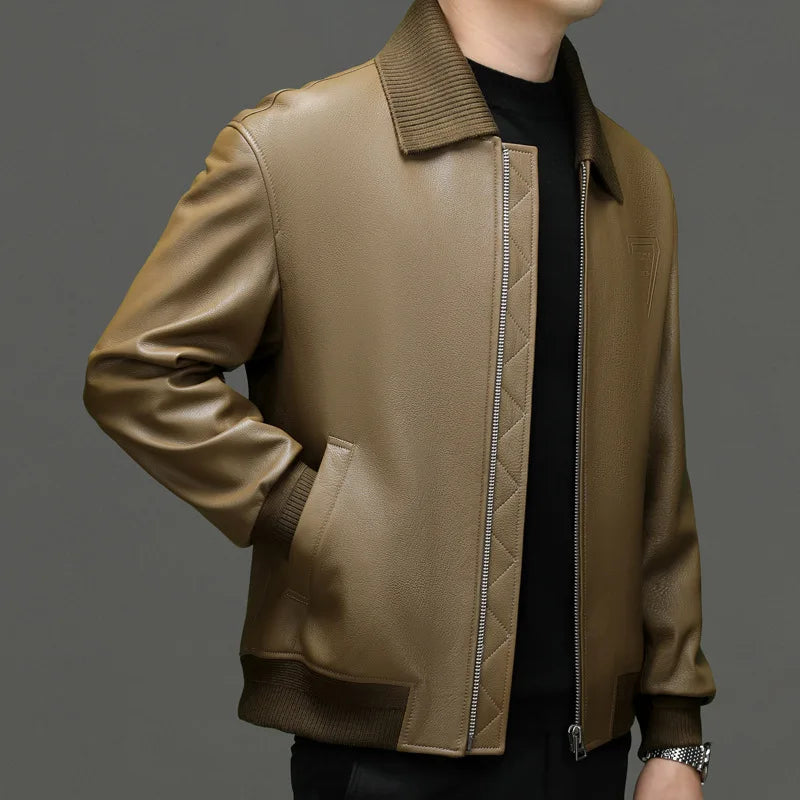 Veste homme en cuir à col amovible – CLEVI Paris