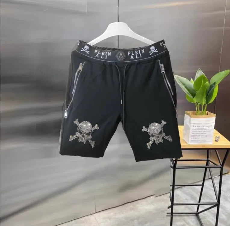 Short Homme Casual Strass Luxe PLEIN ALI – Hip Hop Coupe Ample Cordon – 27 Coloris, S à XXXL – CLEVI Paris