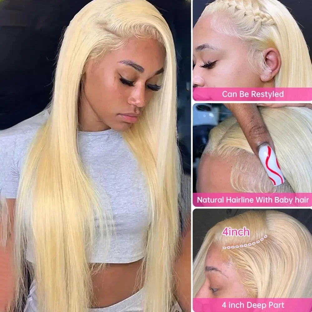 Perruque Straight 613 Blond Miel HD Lace 13x4 13x6 Glueless 100% Cheveux Humains 18-46 Pouces – CLEVI Paris