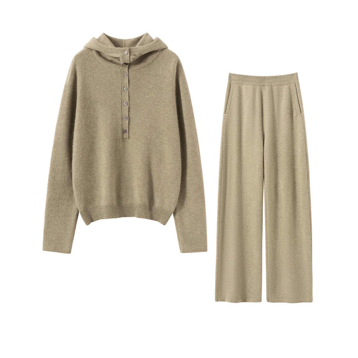 Ensemble pull à capuche et pantalon cachemire – CLEVI Paris