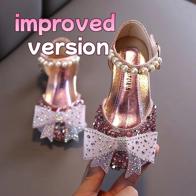 Sandales fille à paillettes et nœud strass – CLEVI Paris