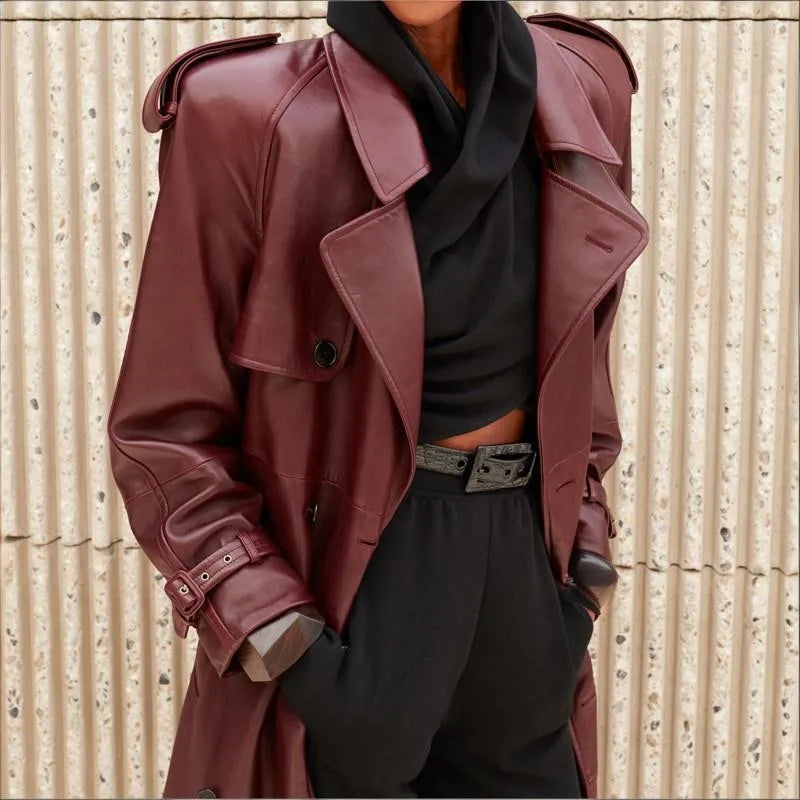 Trench long femme en cuir de mouton – CLEVI Paris