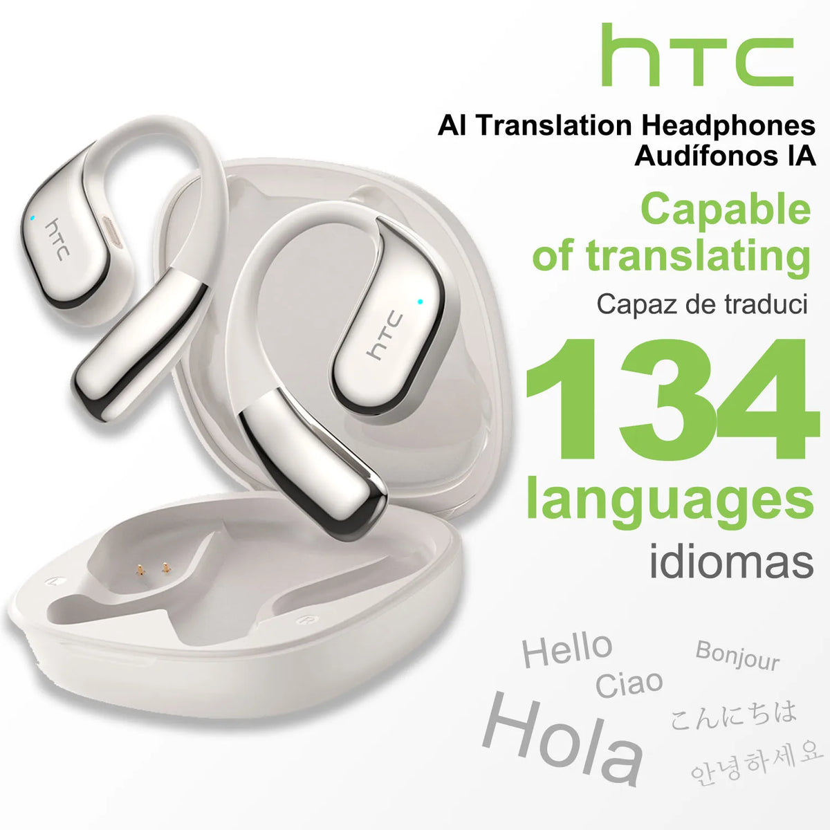 Écouteurs HTC NE39 Open-Ear Bluetooth Traducteur IA Sport – CLEVI Paris