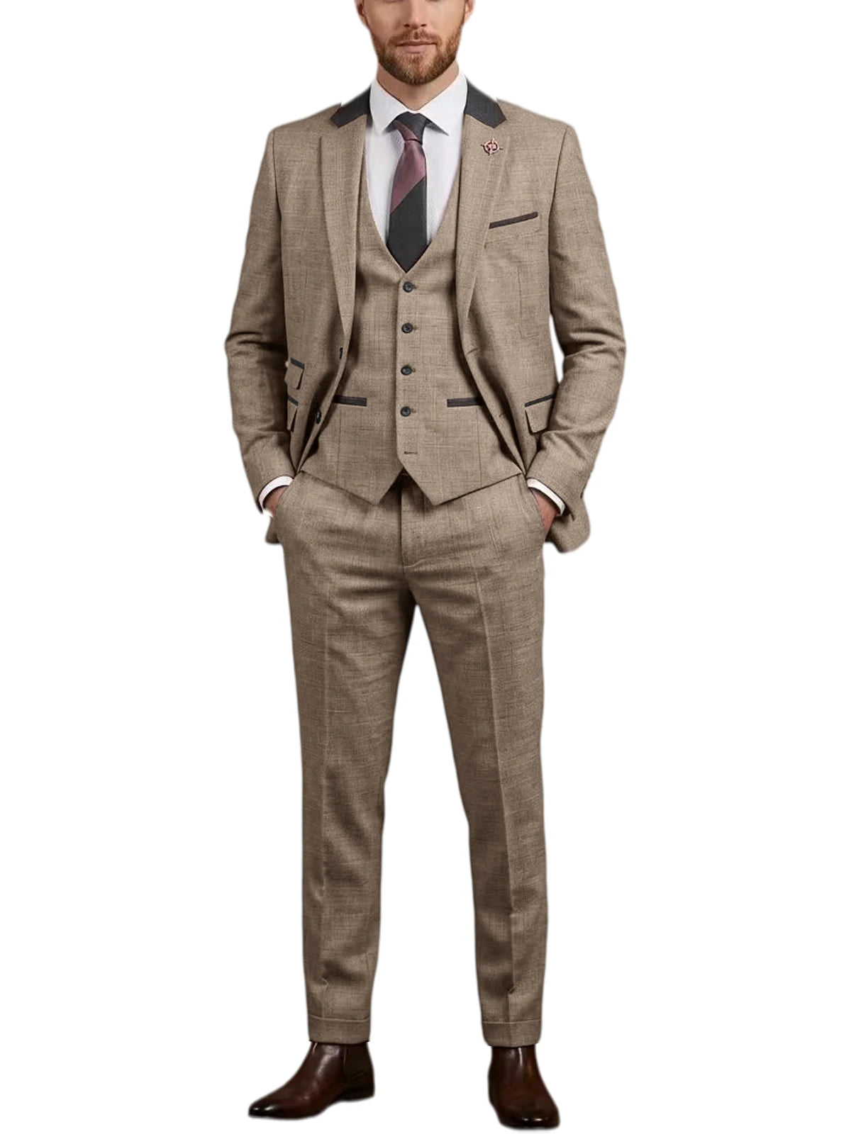 Costume homme 3 pièces en lin mélangé – CLEVI Paris