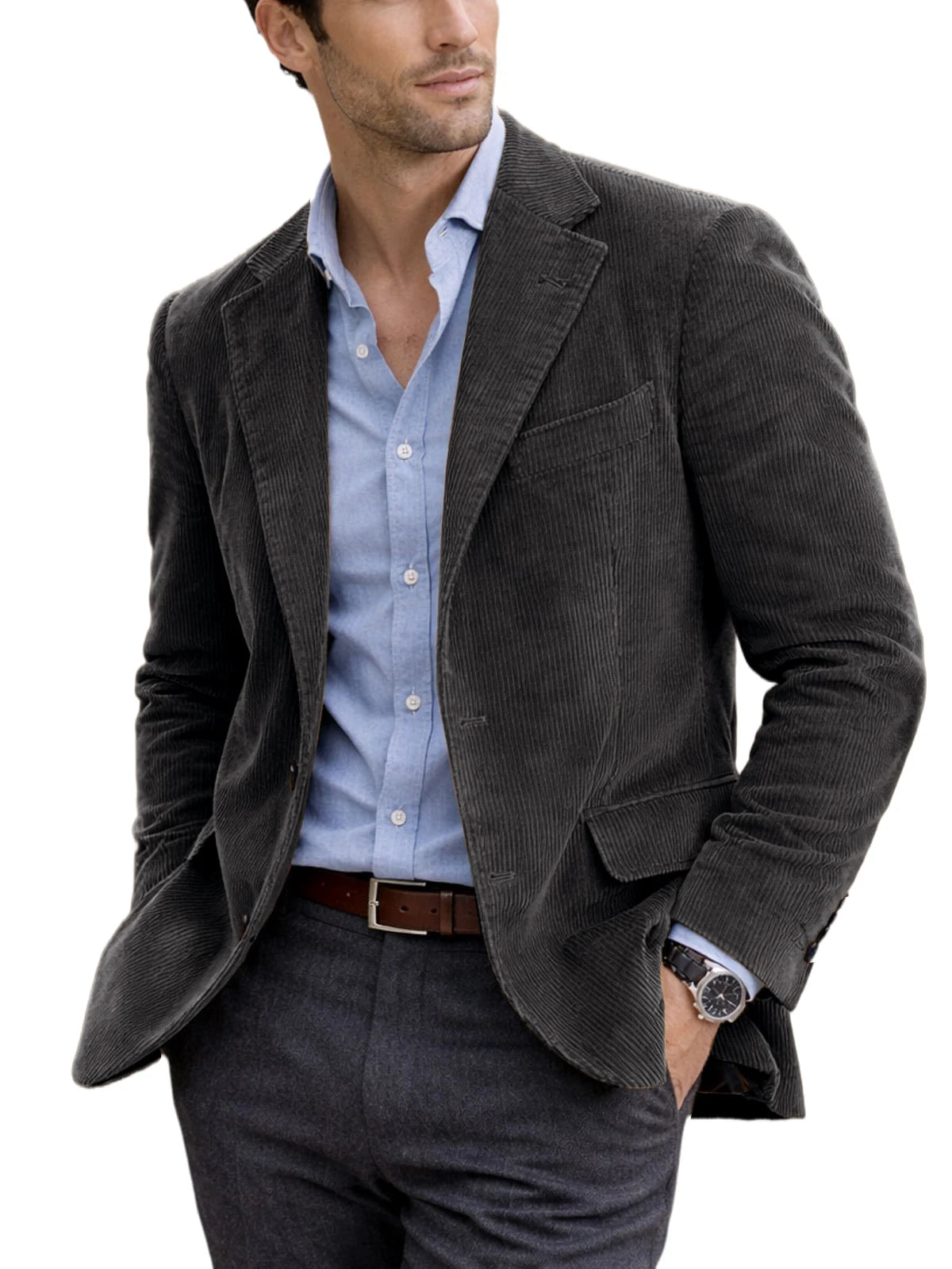 Blazer homme en velours côtelé à 2 boutons – CLEVI Paris