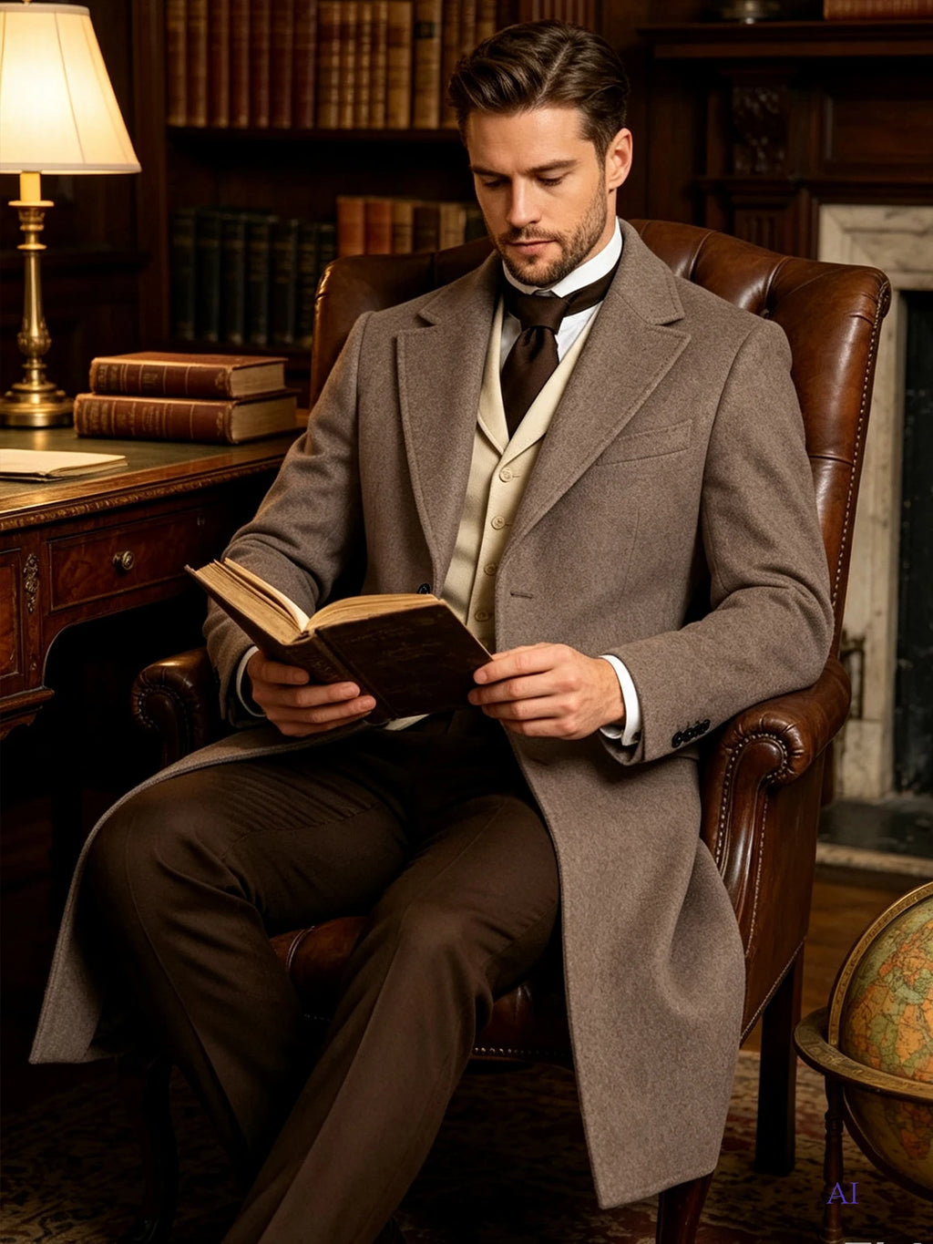 Manteau homme long à revers style rétro – CLEVI Paris