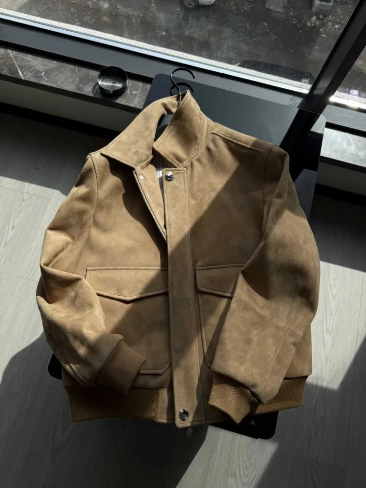 Blouson aviateur homme en cuir camel – CLEVI Paris