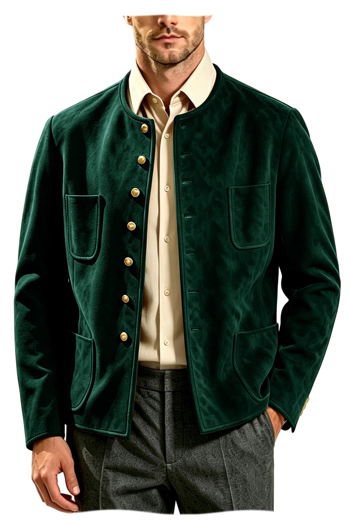 Veste homme vintage en suédine à col montant – CLEVI Paris