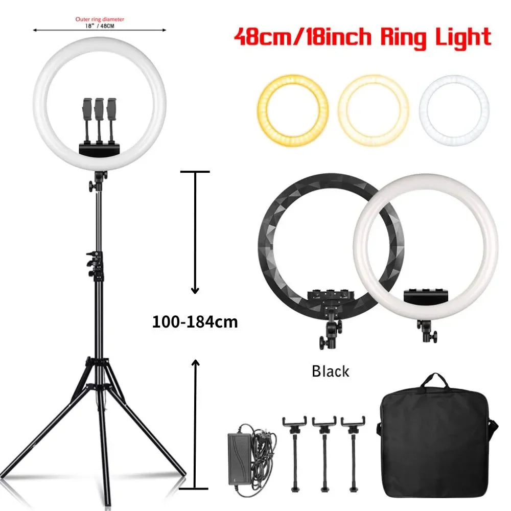 Anneau lumineux LED SH 45 cm, supports au choix – CLEVI Paris