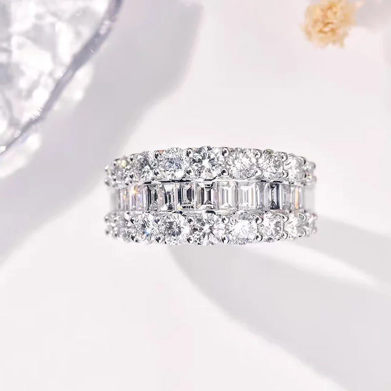 Bague Femme Zircon Émeraude & Ronde Demi-Anneau Argent 925 – CLEVI Paris