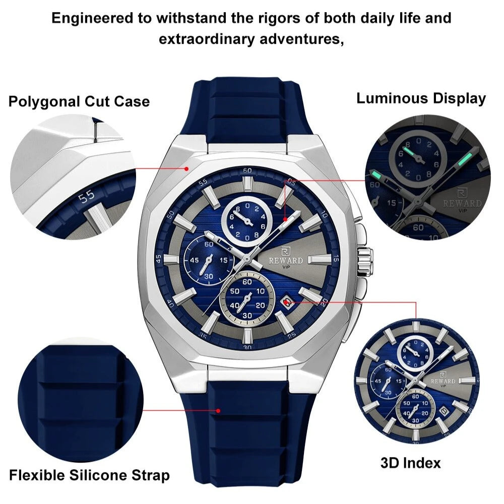 Montre Sport Quartz Chronographe REWARD Homme 44mm – CLEVI Paris