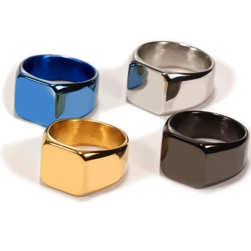 Chevalière carrée à graver en acier 316L – CLEVI Paris