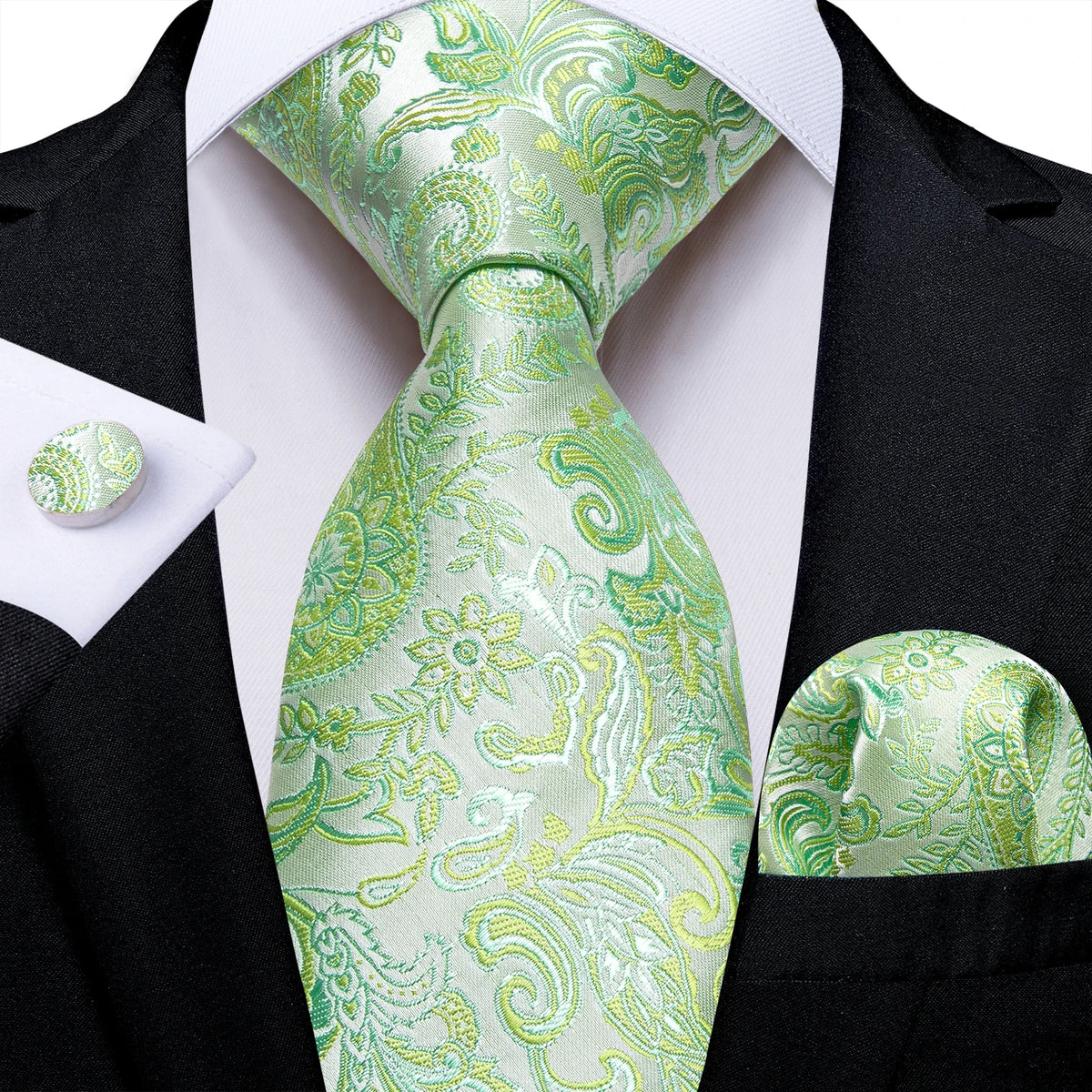 Coffret cravate homme paisley, pochette et boutons – CLEVI Paris