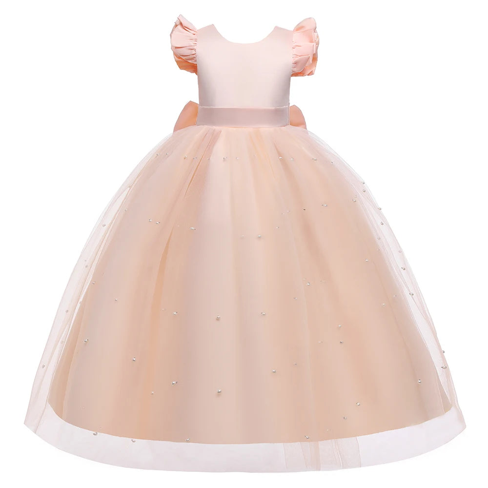Robe cérémonie fille en tulle avec nœud – CLEVI Paris
