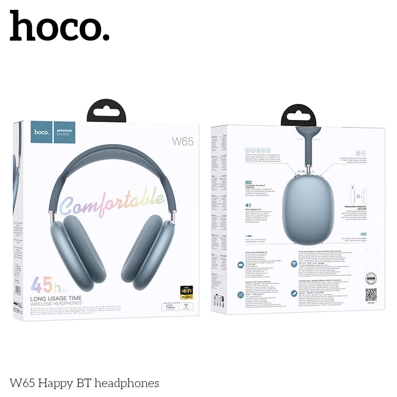Casque Bluetooth HOCO W65 HiFi 45h Coussinets Tissu – CLEVI Paris
