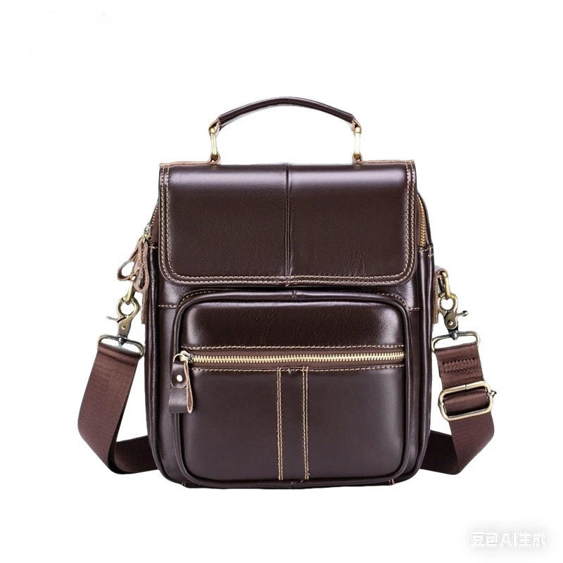 Sac Bandoulière Homme Cuir Vachette Véritable Vintage 28x24cm – CLEVI Paris