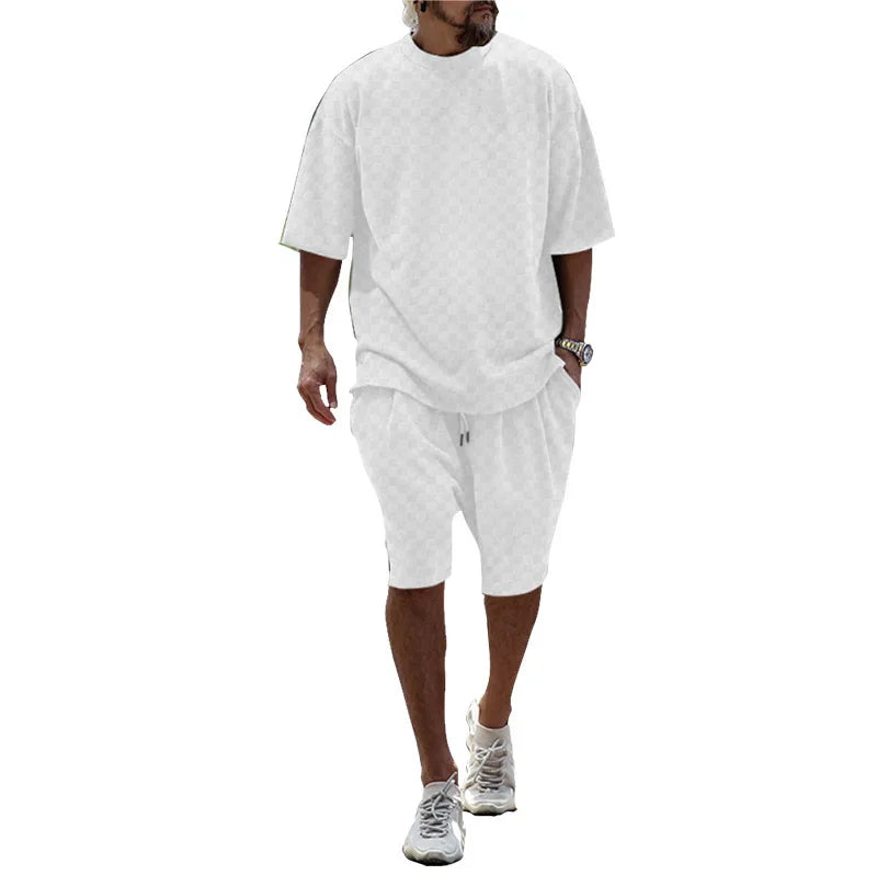 Ensemble homme t-shirt ample et short à carreaux – CLEVI Paris