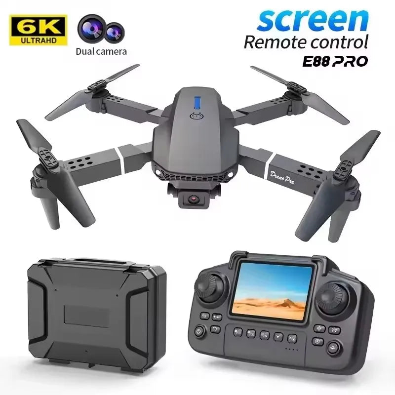 Drone E88 Pro Double Caméra 4K/8K – GPS, Écran Intégré, Pliable, 27 min de Vol – CLEVI Paris
