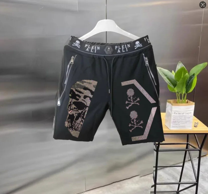 Short Homme Casual Strass Luxe PLEIN ALI – Hip Hop Coupe Ample Cordon – 27 Coloris, S à XXXL – CLEVI Paris
