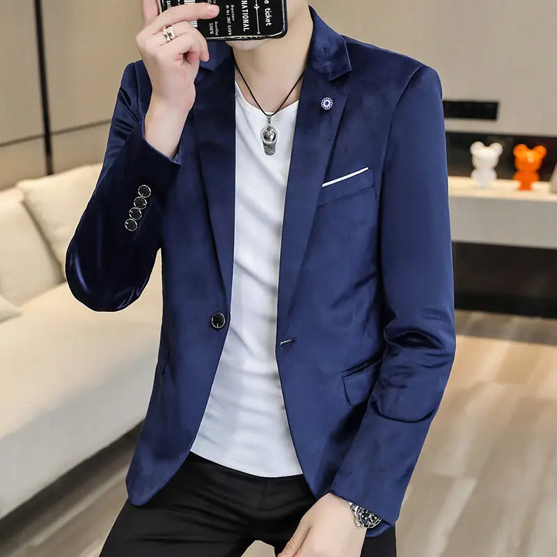 Blazer homme aspect velours, coupe ajustée – CLEVI Paris