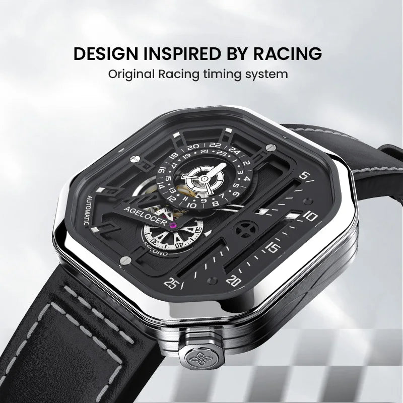 Montre Homme Automatique Squelette Racing Agelocer – CLEVI Paris