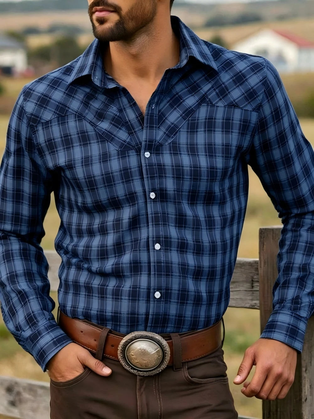 Chemise homme à carreaux manches longues – CLEVI Paris