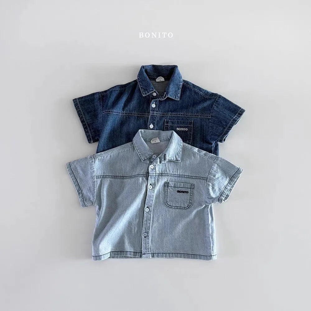 Ensemble bébé chemise et short style denim – CLEVI Paris
